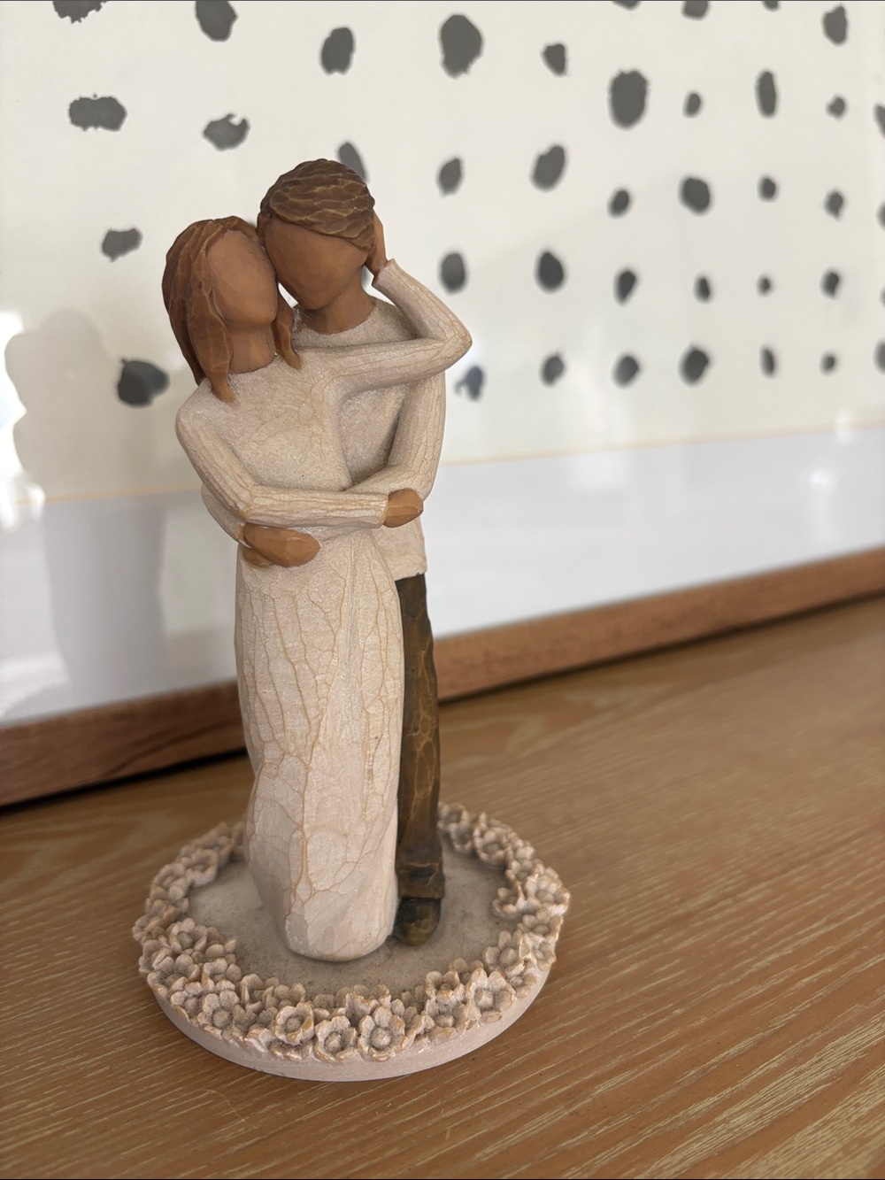 Willow Tree Couple Embrace Figurine - Cream and Brown
